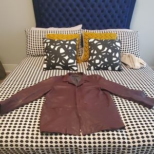 Burgundy Kenneth Cole Leather Coat Size 2XL